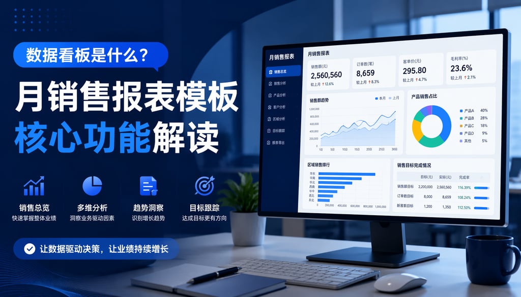 数据看板是什么？月销售报表模板的核心功能解读
