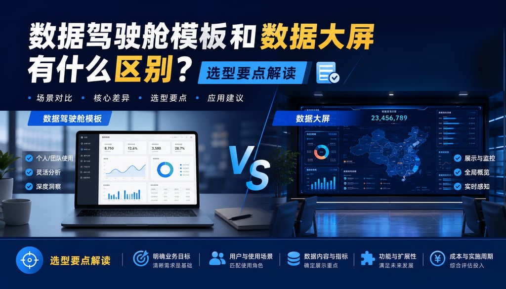数据驾驶舱模板和数据大屏有什么区别？选型要点解读