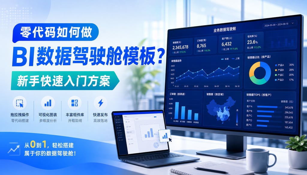 零代码如何做BI数据驾驶舱模板？新手快速入门方案